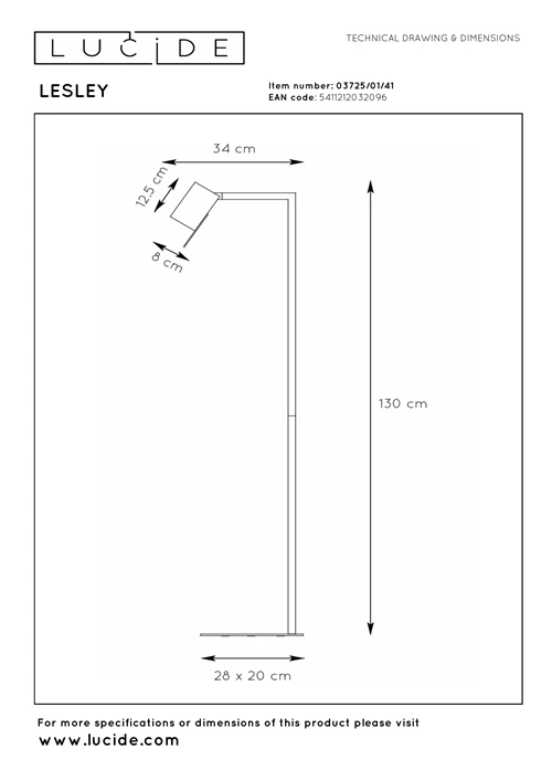 Lucide LESLEY - Floor reading lamp - 1xGU10 - Taupe - technical